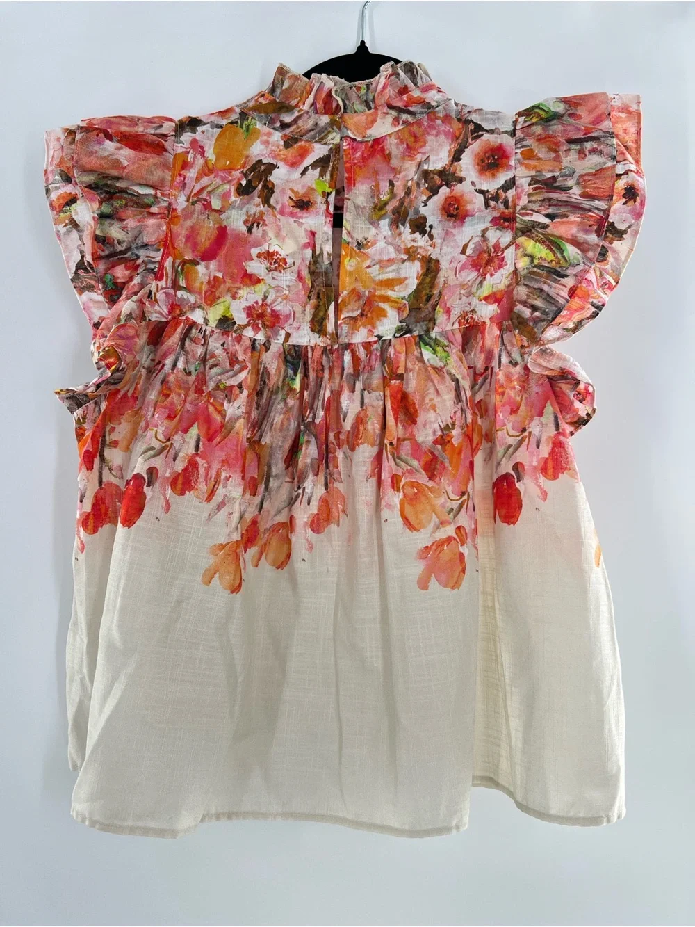 NWT Lavender Brown Orange Floral Mock Neck Blouse Size Small - Picture 4 of 5